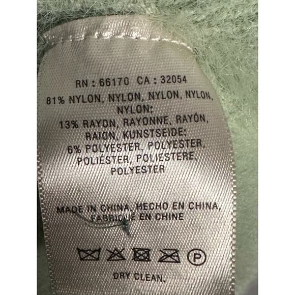 Rosie Neira Anthropologie XS‎ Aubade Fuzzy Eyelash Pullover Sweater Mint cable - Picture 5 of 7